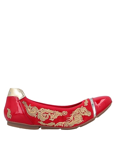 HOGAN Ballet flats Red Leather, Textile fibres