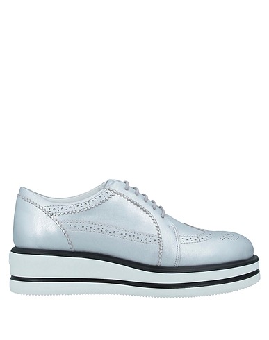 HOGAN Laced shoes Silver Soft Leather