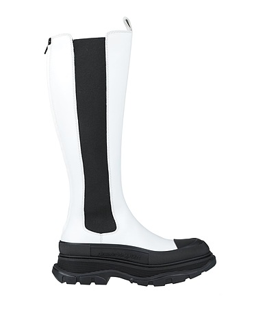 MCQUEEN Boots White Leather, Rubber