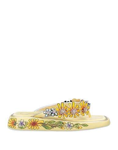 ROGER VIVIER Flip flops Pastel yellow Textile fibers, Leather