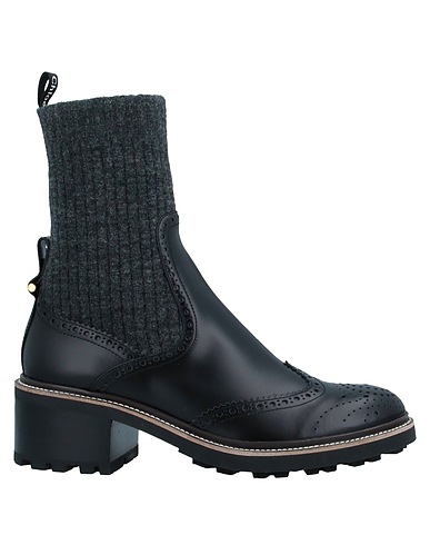 CHLOÉ Ankle boot Black Textile fibres, Soft Leather