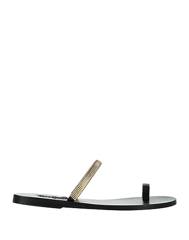ANCIENT GREEK SANDALS Flip flops Black Cowhide, Metal