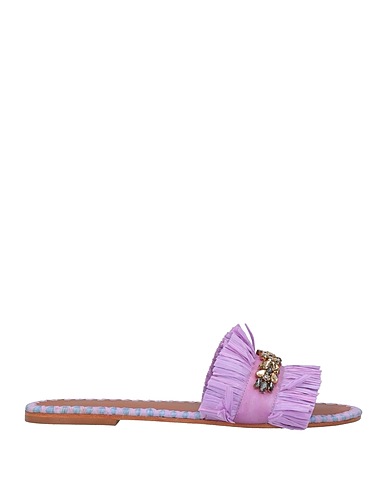DE SIENA Sandals Lilac Natural raffia, Textile fibres