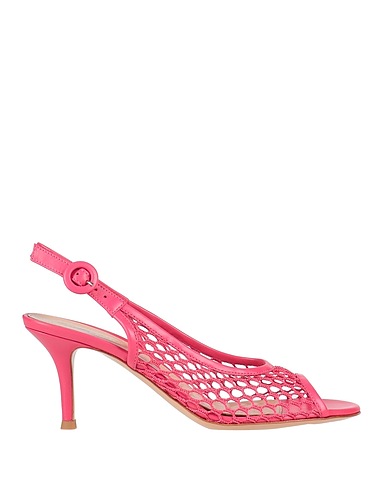 GIANVITO ROSSI Sandals Fuchsia Soft Leather, Textile fibers