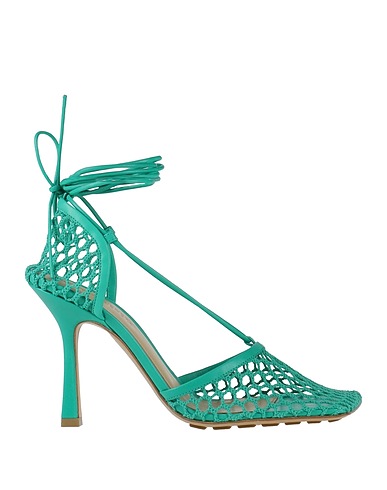 BOTTEGA VENETA Pump Emerald green Soft Leather, Textile fibers