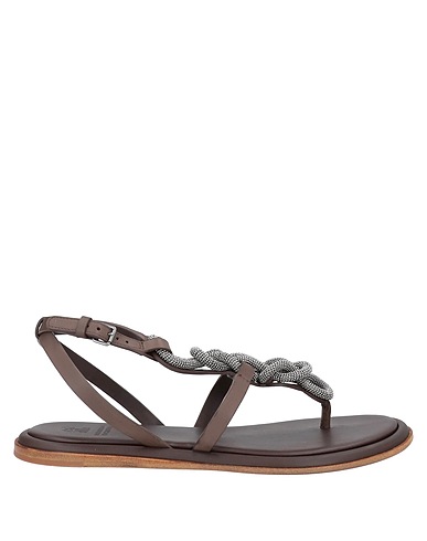 BRUNELLO CUCINELLI Flip flops Dark brown Soft Leather
