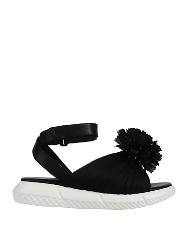 ELENA IACHI Sandals Black Textile fibers, Leather