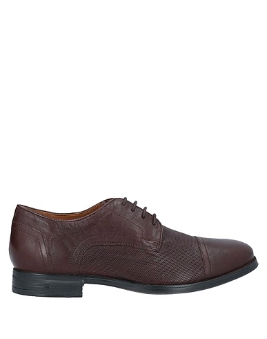 GEOX Laced shoes Dark brown Soft Leather