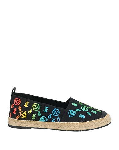 PHILIPP PLEIN Espadrilles Black Soft Leather, Textile fibers