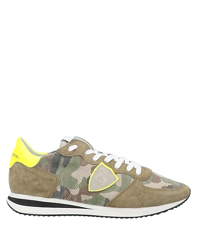 PHILIPPE MODEL Sneakers Military green Soft Leather, Textile fibres