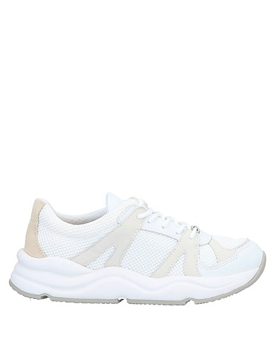 GEOX Sneakers White Textile fibers, Soft Leather