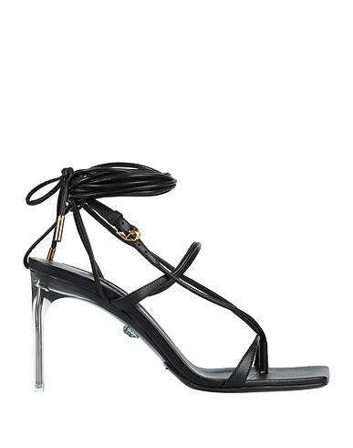 VERSACE Flip flops Black Soft Leather