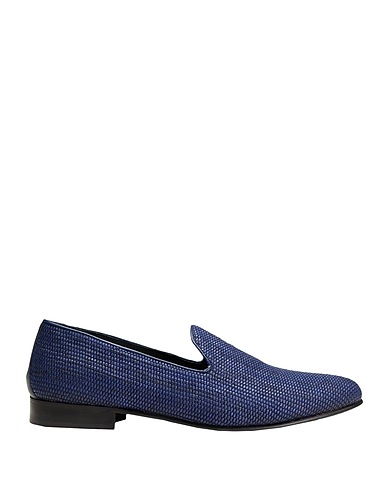 8 by YOOX Loafers RAFFIA SLIPPER
 Midnight blue Natural raffia, Textile fibers, Soft Leather