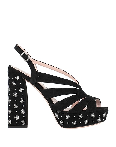 ROGER VIVIER サンダル ブラック 革（なめし加工）