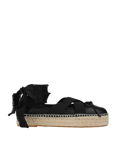 RED(V) Espadrilles Black Soft Leather, Textile fibers