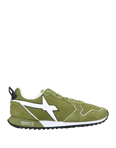 W6YZ Sneakers Military green Soft Leather, Textile fibres