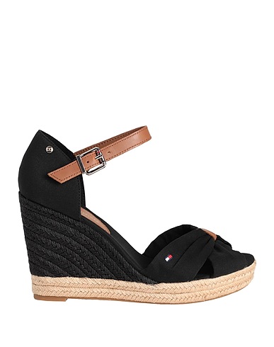 TOMMY HILFIGER Espadrilles Schwarz 90% Polyester, 10% Leder