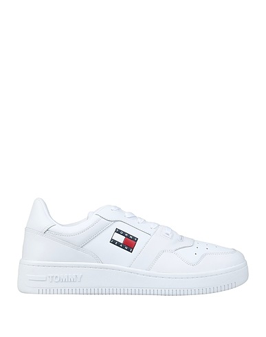 TOMMY JEANS Sneakers Weiß Leder, Gewebefasern