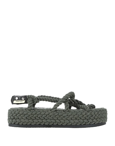BIMBA Y LOLA Flip flops Military green 80% Cotton, 10% Bovine leather, 10% Goat skin