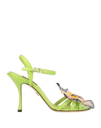 DOLCE&GABBANA Sandals Light green 90% Lambskin, 8% Silk, 2% Viscose
