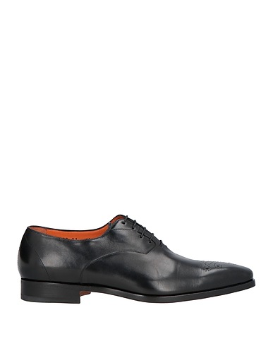 SANTONI Laced shoes Black Soft Leather