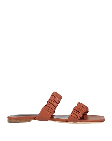 STAUD Sandals MAYA RUCHED SANDAL
 Tan 100% Goat skin