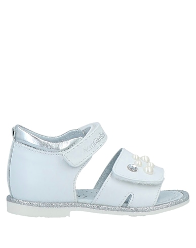 NERO GIARDINI JUNIOR Sandals White Soft Leather, Textile fibers