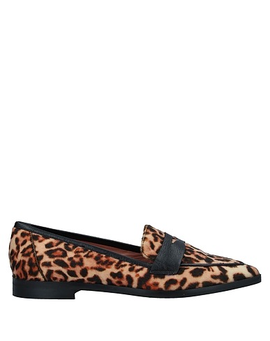 POLLINI Loafers Camel Textile fibers, Soft Leather