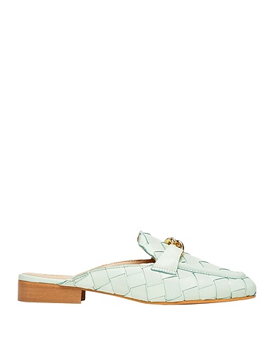 8 by YOOX Mules and clogs EMBELLISHED WOVEN LEATHER MULES
 Light green 100% Ovine leather