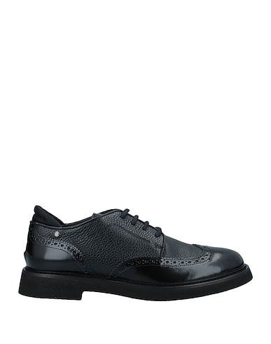 POLLINI Laced shoes Black Calfskin