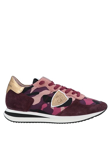 PHILIPPE MODEL Sneakers Burgundy Leather, Textile fibers