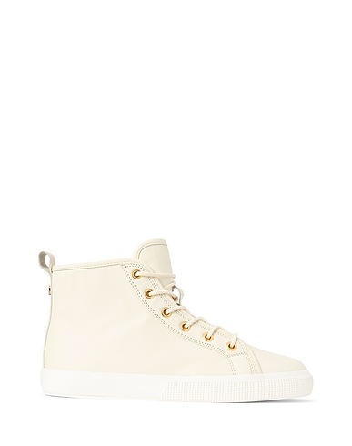 LAUREN RALPH LAUREN Sneakers JINGER HIGH-TOP LEATHER SNEAKER
 Ivory Soft Leather