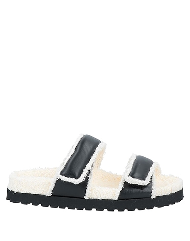 GIA COUTURE Sandals Black Soft Leather, Textile fibres