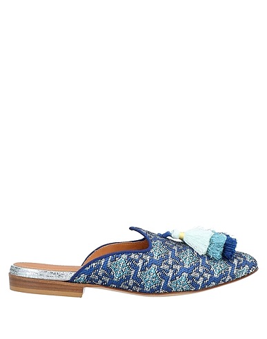 SLOANE ATTITUDE Mules and clogs Blue Textile fibers, Soft Leather