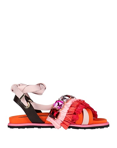 SUECOMMA BONNIE Sandals Orange Textile fibers, Natural raffia