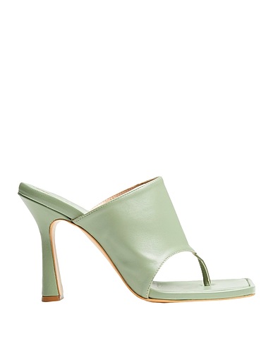 8 by YOOX Flip flops LEATHER MULES
 Sage green Soft Leather