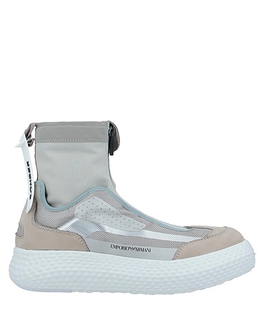 EMPORIO ARMANI Sneakers Maulwurfsgrau Gewebefasern, Leder, Andere Fasern