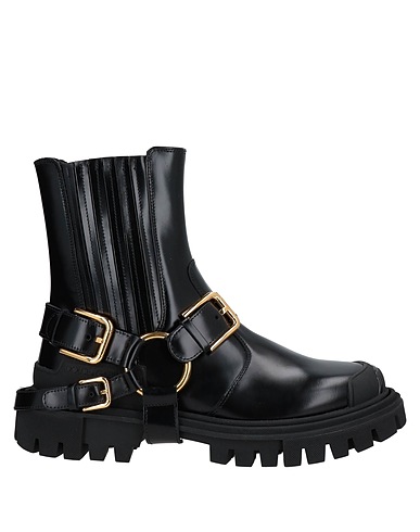 DOLCE&GABBANA Ankle boot Black 57% Calfskin, 29% Polyester, 14% Elastane