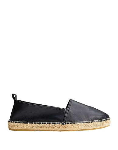 8 by YOOX Espadrilles LEATHER ROUND TOE ESPADRILLES
 Black 100% Calfskin