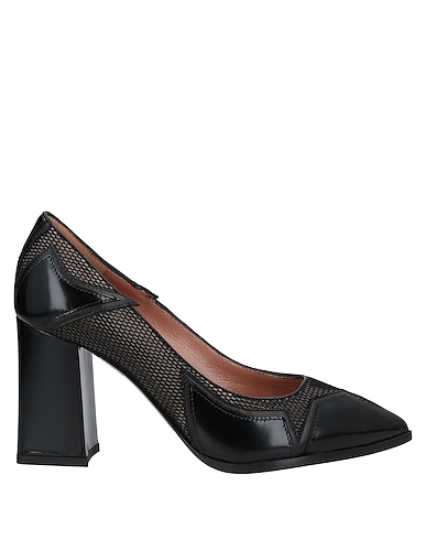 POLLINI Pump Black Calfskin, Textile fibers