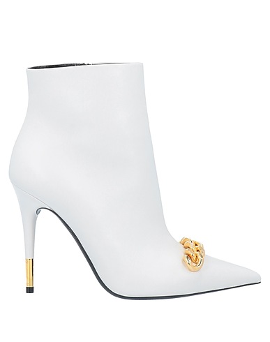 TOM FORD Ankle boot White Sheepskin, Aluminum, Brass