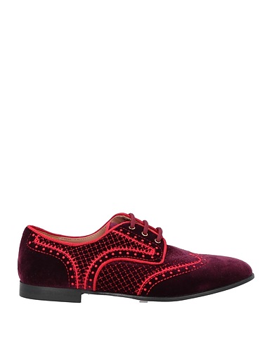 POLLINI Laced shoes Plum Textile fibres