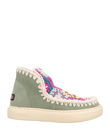MOU Ankle boot Sage green Soft Leather, Textile fibres