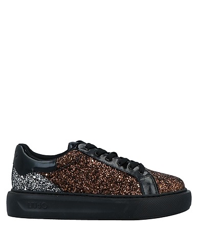 LIU •JO Sneakers Bronze Textile fibers, Soft Leather