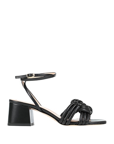 BALDININI Sandals Black Soft Leather, Textile fibres