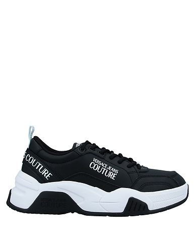 VERSACE JEANS COUTURE Sneakers Black Leather, Textile fibres