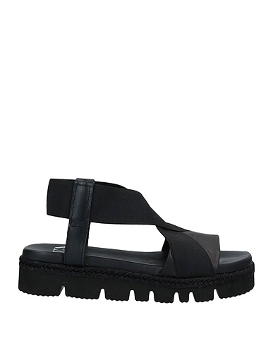 SKA Sandals Black Soft Leather, Textile fibers