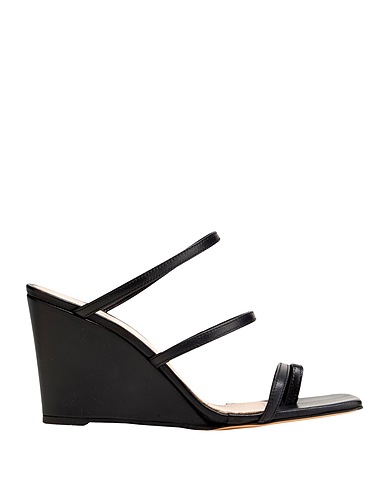 8 by YOOX Flip flops LEATHER WEDGE SANDALS
 Black 100% Ovine leather