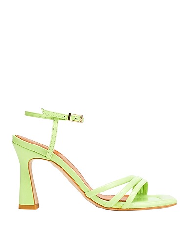 8 by YOOX Sandali LEATHER SQUARE TOE SPOOL-HEEL SANDA
 Verde lime 100% Pelle di vitello