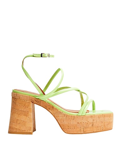 8 by YOOX Sandalen CORK HEEL SANDALS
 Limettengrün 100% Kalbsleder, Kork